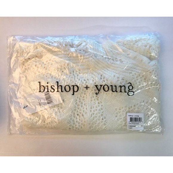 Bishop + Young Aztec Fringe Shawl in Ivory - Size M/L - Picture 5 of 5